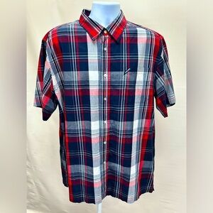 ECKO UNLTD Men’s navy‎ and red plaid short sleeve shirt size XL